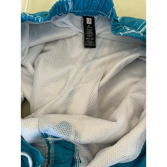 OP Men's Teal/White Checkered Swim Trunks - Picture 9 of 10